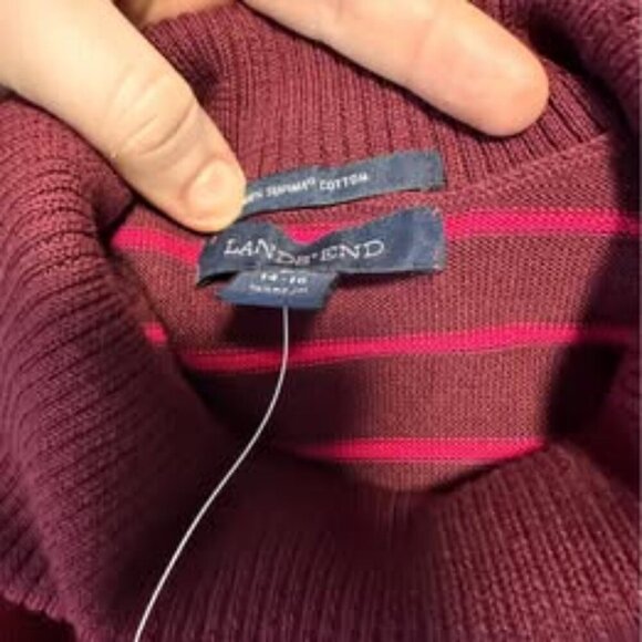 Lands’ End Women's stripe pull over sweater turtle neck size 14/16 #0815 - Picture 6 of 7